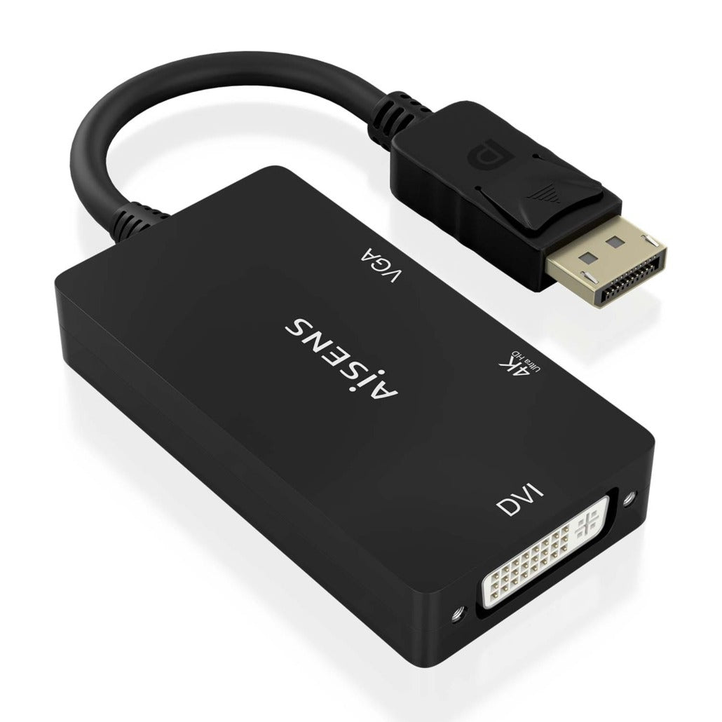 Conversor Displayport para VGA/DVI/HDMI Aisens A125-0861 / 4K / Preto / 15 CM