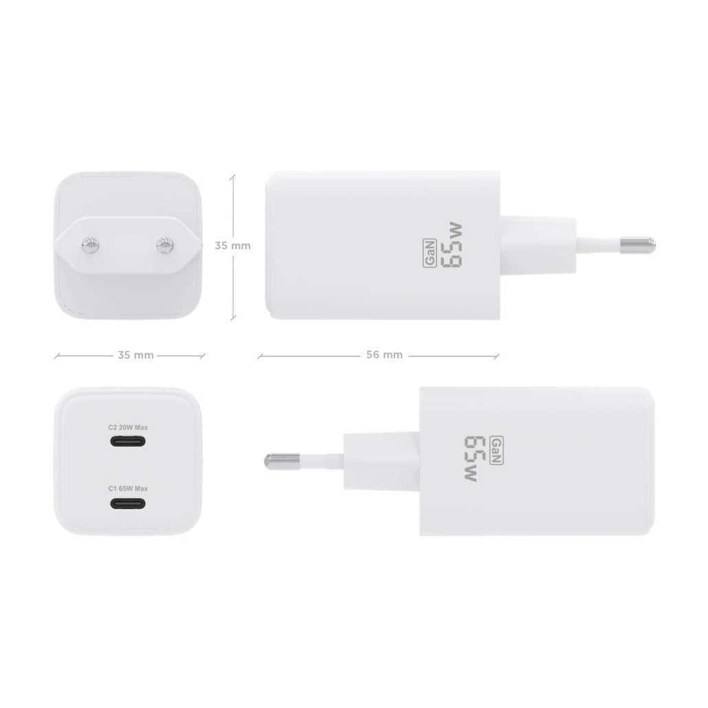 Carregador Fast Charging Aisens 2x usb-c 65w Branco ASCH-65W2P039-W