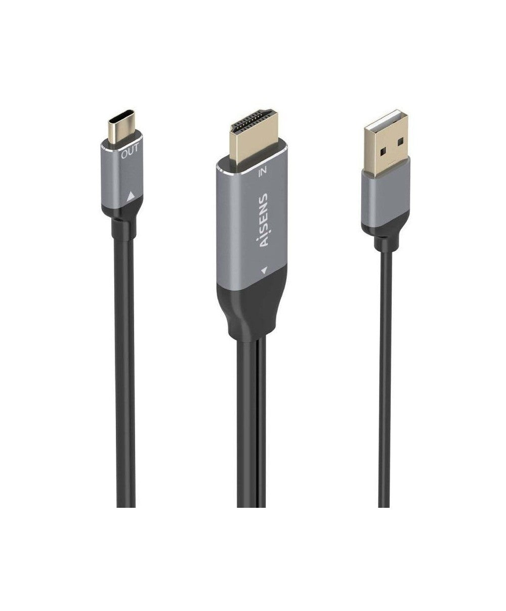 Cabo Conversor HDMI Macho + USB Macho para USB Tipo-C Macho / Aisens A109-0871 / 1.8m / Preto
