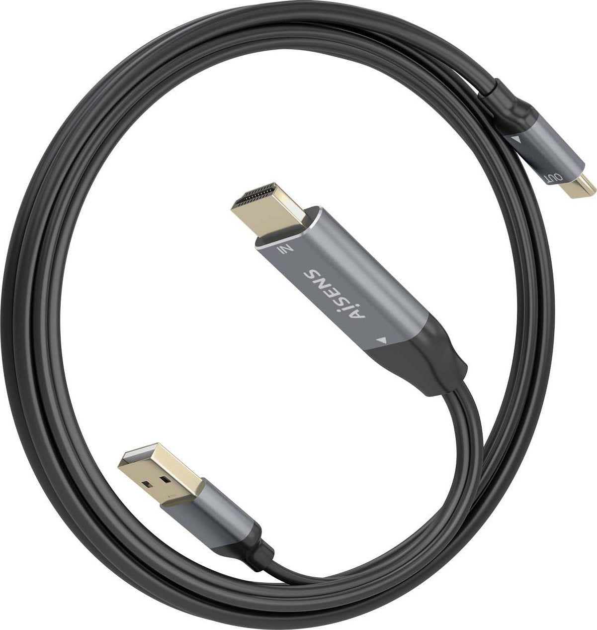 Cabo Conversor HDMI Macho + USB Macho para USB Tipo-C Macho / Aisens A109-0871 / 1.8m / Preto