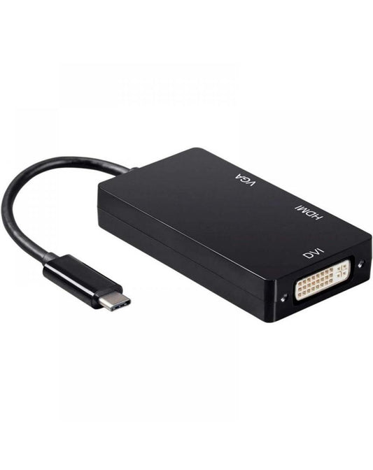 Conversor Aisens A109-0343/ USB Tipo-C Macho para DVI Fêmea/ VGA Fêmea / HDMI Fêmea/ 15cm/ Preto