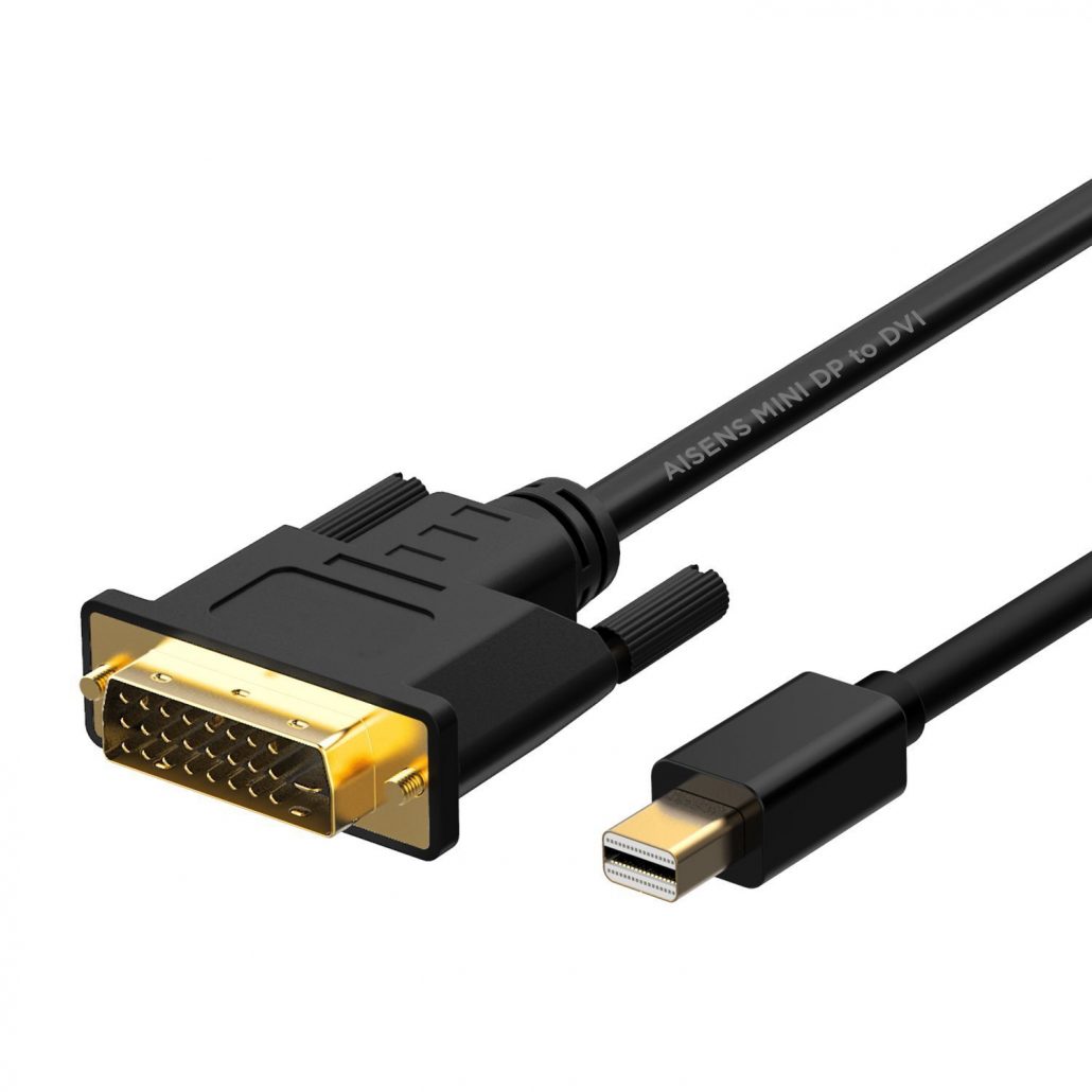 Cabo Conversor Mini DisplayPort Aisens A125-0363/ Mini DisplayPort Macho para DVI Macho/ 2m/ Preto