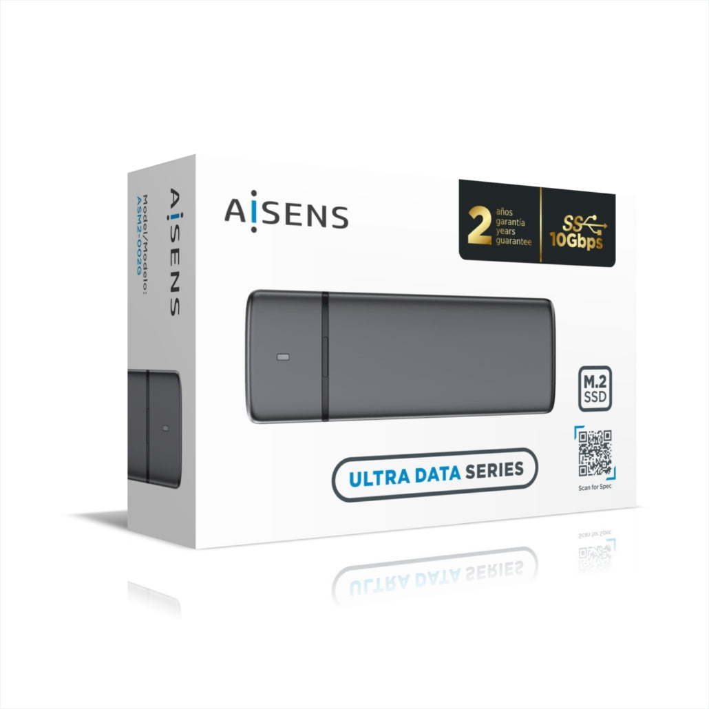 Caixa Externa para Disco SSD M.2 SATA / NVMe / Aisens ASM2-002G / USB 3.1 / Sem Parafusos