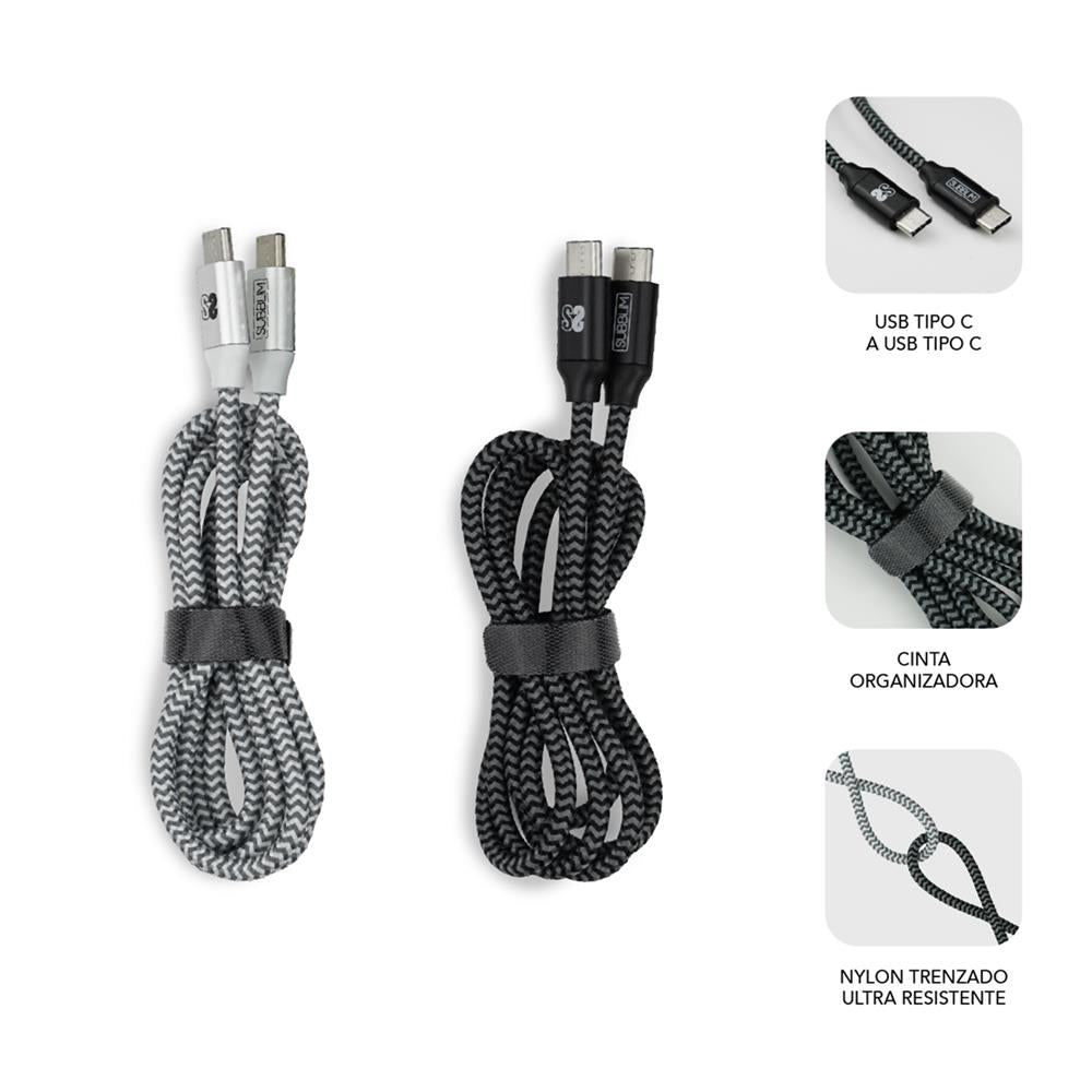 Pack 2 Cabos USB-C para USB-C / 1m / Preto e Cinzento / SUBBLIM