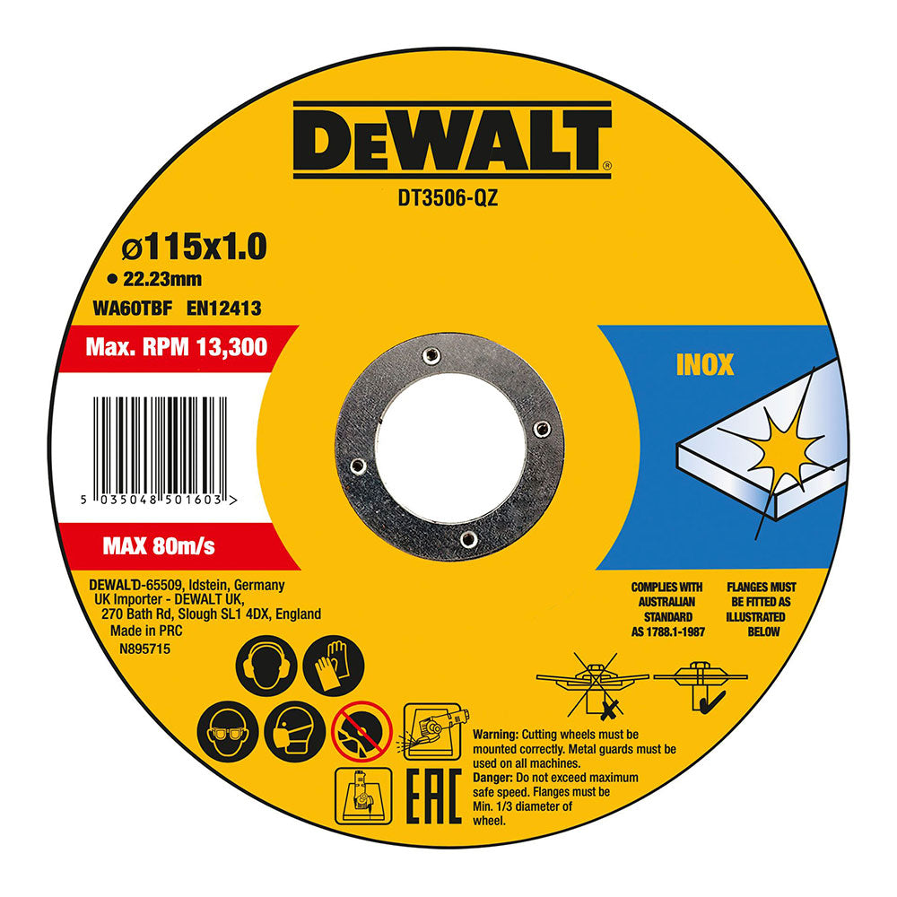 Conjunto 10 discos de corte para aço inox.ø115x1x22,23mm dt3506-qz dewalt_0
