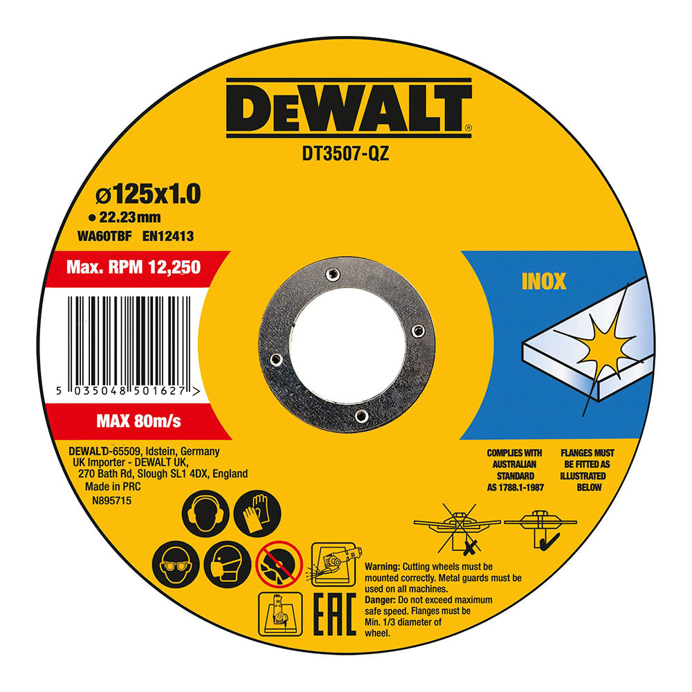 Conjunto 10 discos de corte para aço inox ø125x1x22,23mm dt3507-qz dewalt_0
