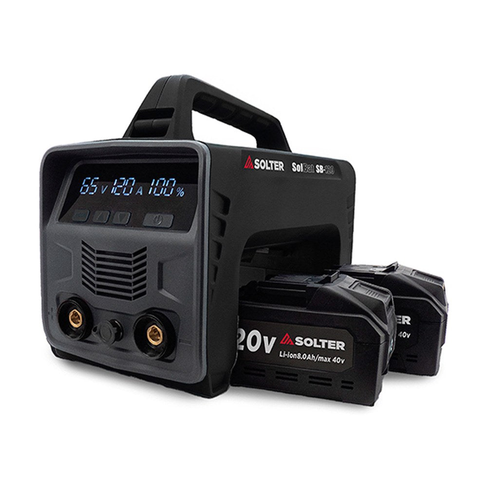 Equipamento de soldadura, solbat sb-120 90a + 2 baterias lÃtio 20 v/40 v, 26,6 x 15,8 x 22 cm_0