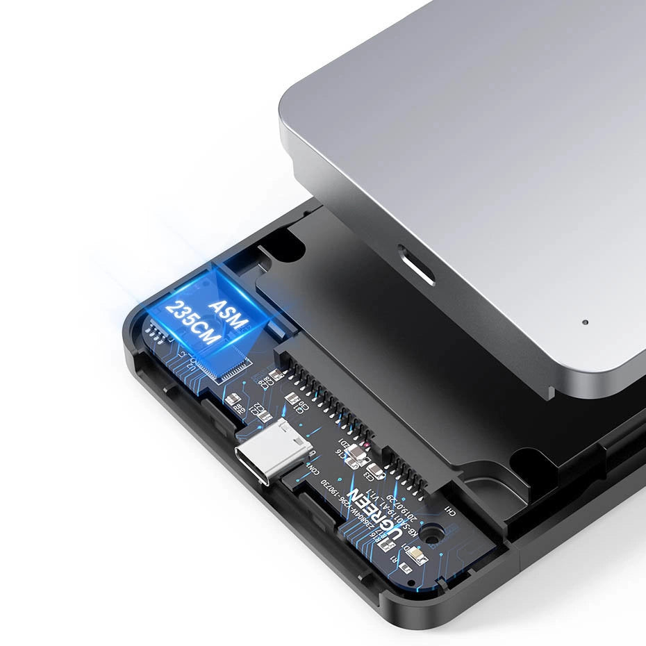 Ugreen CM300 70498 bay for 2.5'' SATA 3.0 6Gbps hard drive - gray + USB-C - USB-A cable 0.5m_7