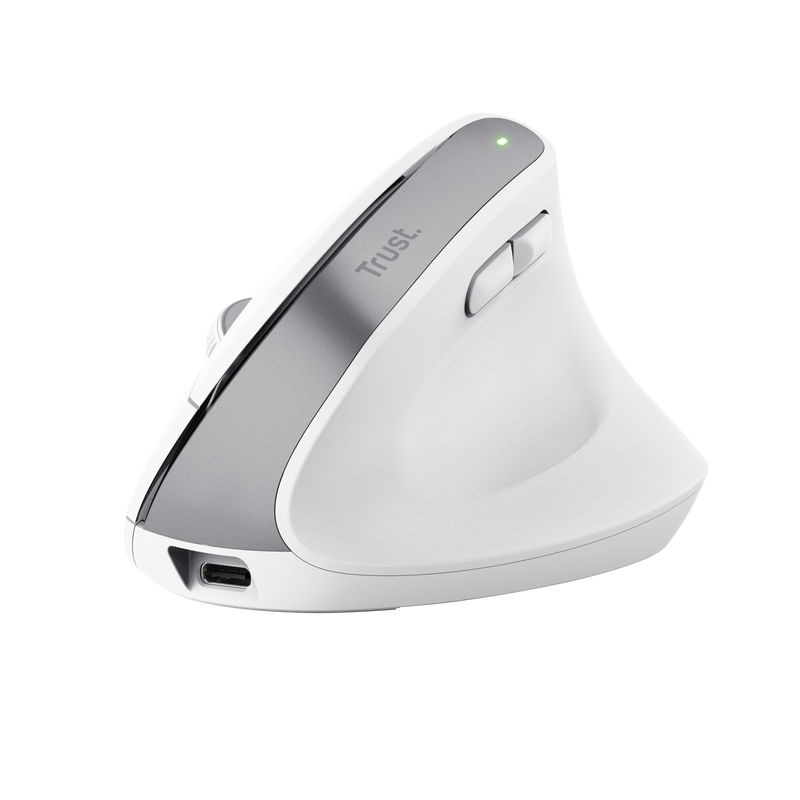 Rato Ergonómico Bluetooth Trust Bayo+ Batería Recarregável 2400 DPI Branco