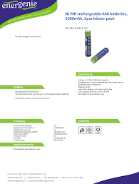 Pilhas AAA recarregáveis Ni-MH Gembird EG-BA-AAA10-01 / 1000mAh / blister de 2 unidades