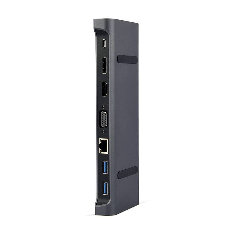 Adaptador Gembird USB-C 9-in-1 (Hub 3.0 + HDMI + DisplayPort + VGA + PD + LAN + Stereo Audio) Preto