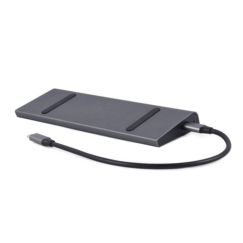 Adaptador Gembird USB-C 9-in-1 (Hub 3.0 + HDMI + DisplayPort + VGA + PD + LAN + Stereo Audio) Preto