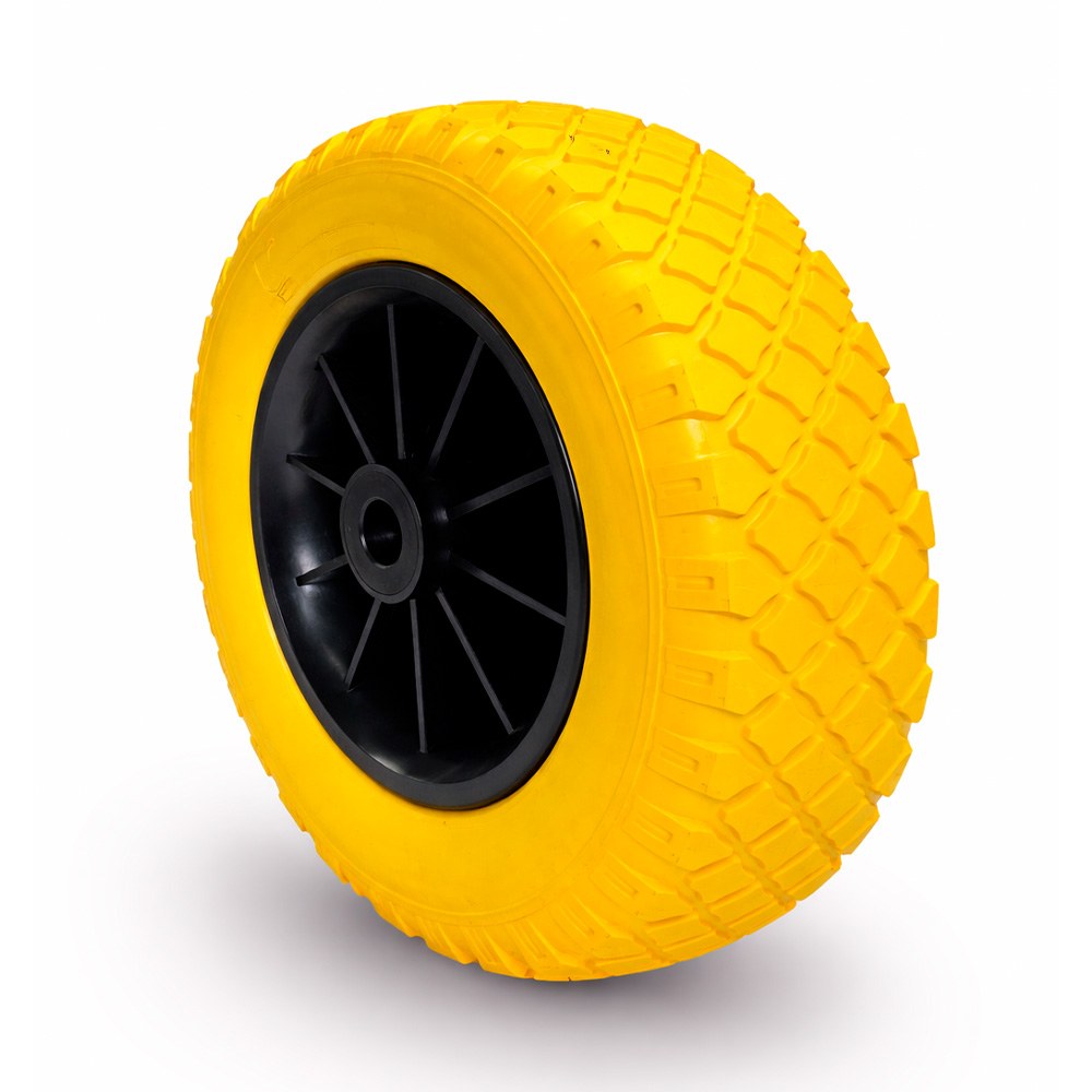 Roda antifuro, banda de rodagem em poliuretano expandido, amarela, carga máxima de 50 kg, ø 260 mm._0