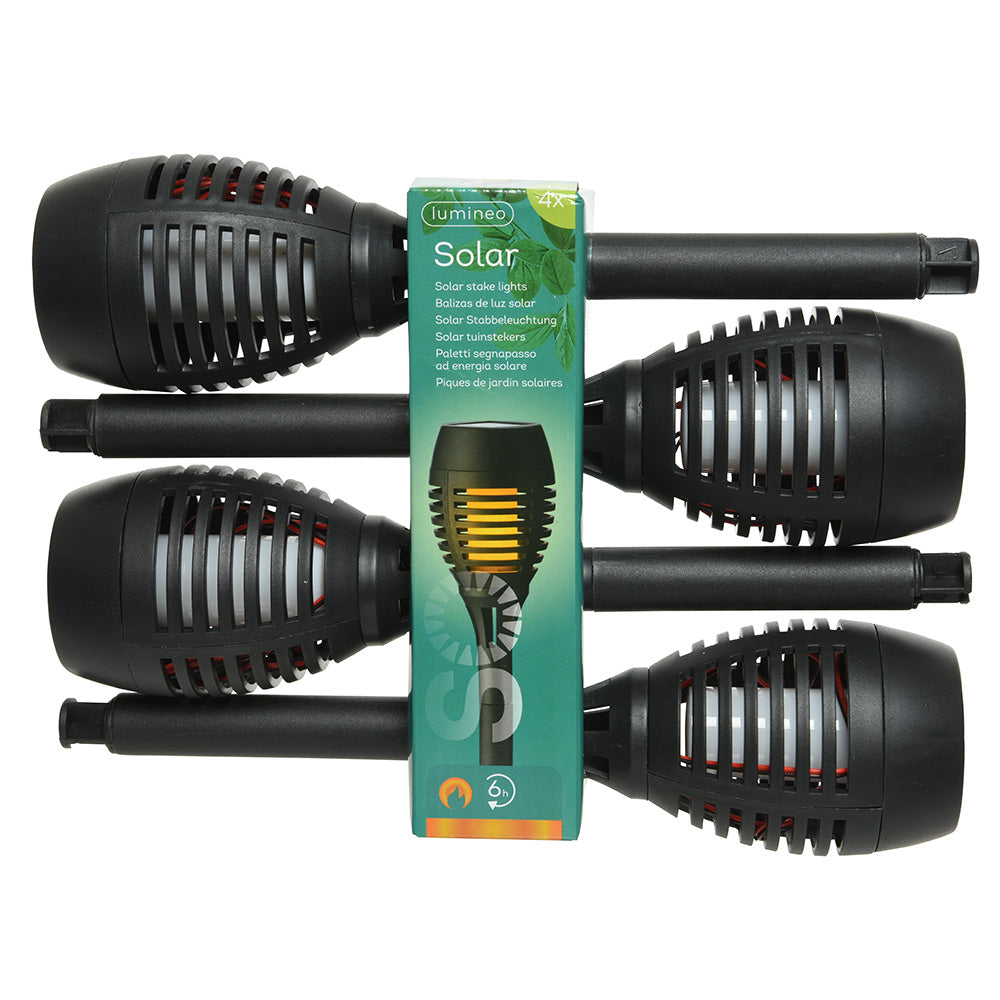Estacas Solares Efeito de Chama Ø7,5 x 27cm Cores e modelos variados / Pack de 4 unidades