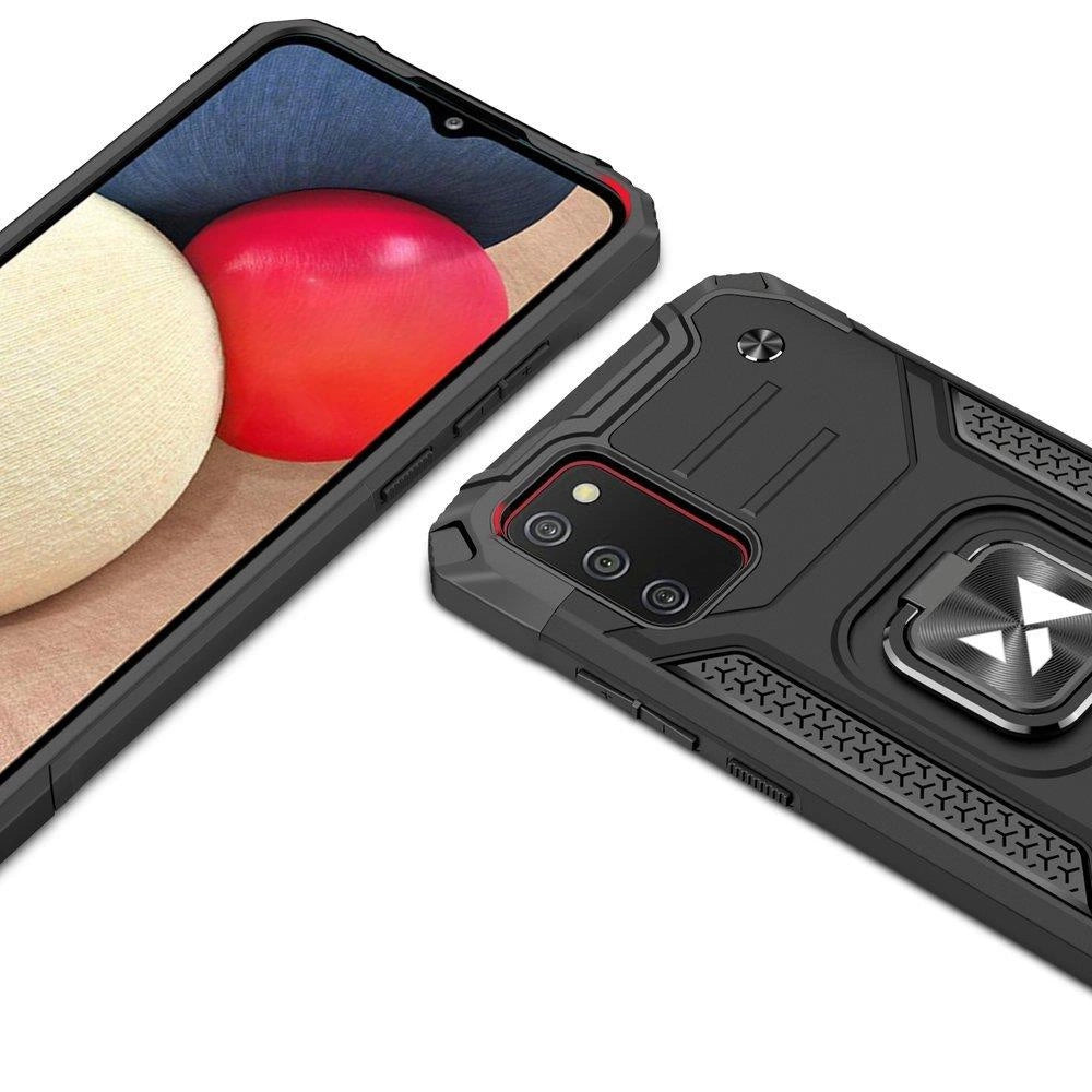 Wozinsky Ring Armor tough hybrid case cover + magnetic holder for Samsung Galaxy A03s blue_1