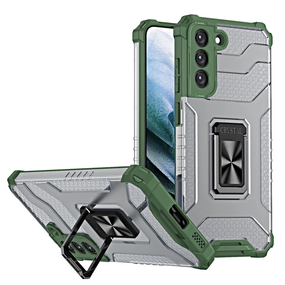 Crystal Ring Case tough hybrid cover + magnetic holder for Samsung Galaxy S22 + (S22 Plus) green_0