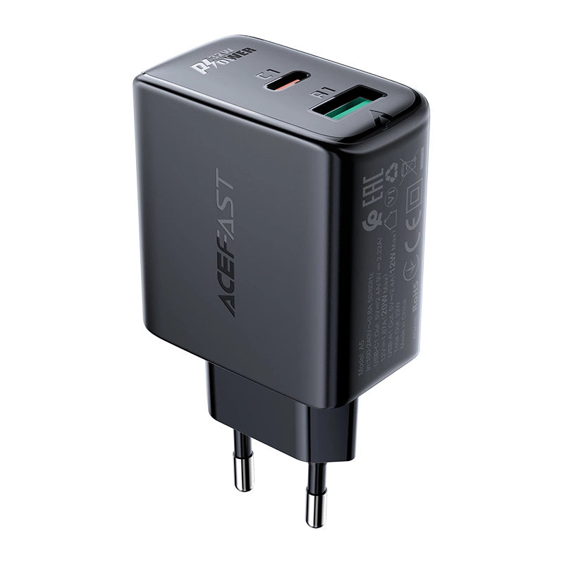 Acefast wall charger USB Type C / USB 32W, PPS, PD, QC 3.0, AFC, FCP black (A5 black)_0