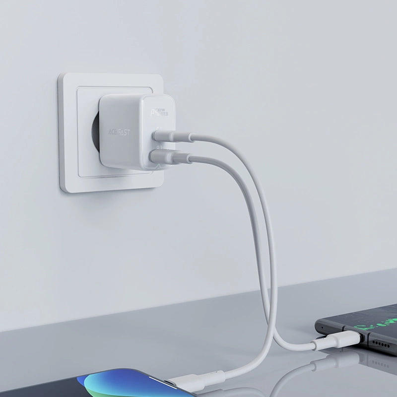 Acefast wall charger USB Type C / USB 32W, PPS, PD, QC 3.0, AFC, FCP white (A5 white)_1