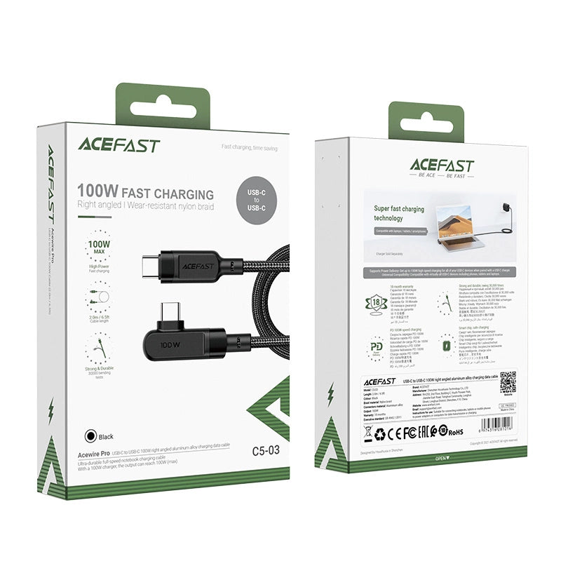 Acefast C5-03 Black USB-C - USB-C PD QC cable 100W 5A 480Mb/s 2m - black_4
