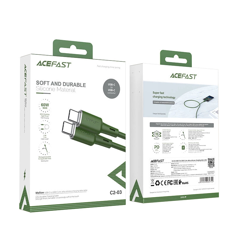 Acefast C2-03-CC USB-C - USB-C PD QC cable 60W 3A 480Mb/s 1.2m - green_4