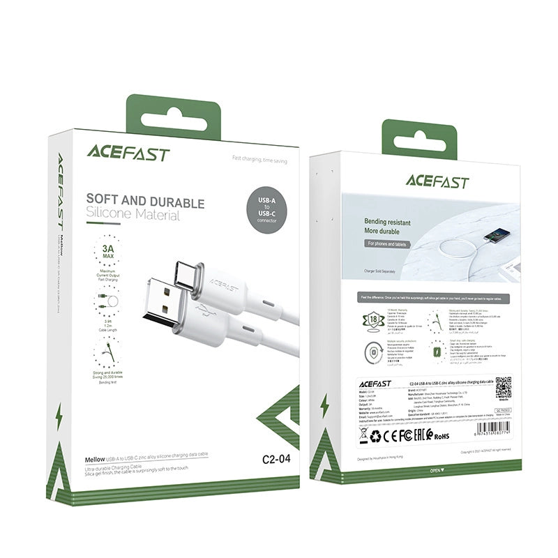 Acefast USB cable - USB Type C 1.2m, 3A white (C2-04 white)_4