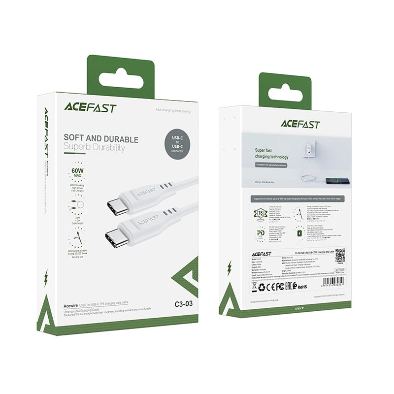 Acefast C3-03 USB-C - USB-C PD QC cable 60W 3A 480Mb/s 1.2m - white_4