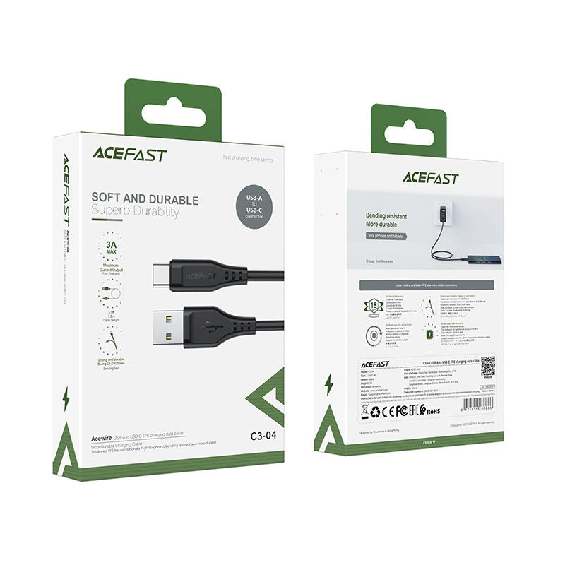 Acefast USB cable - USB Type C 1.2m, 3A black (C3-04 black)_4