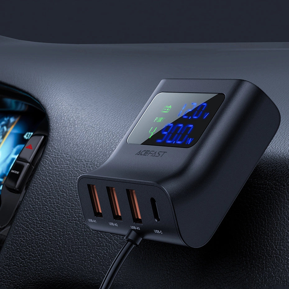 Acefast car charger 90W USB Type C / 3x USB / cigarette lighter socket, PPS, PD3.0, QC3.0, AFC, FCP charging station black (B8 black)_9
