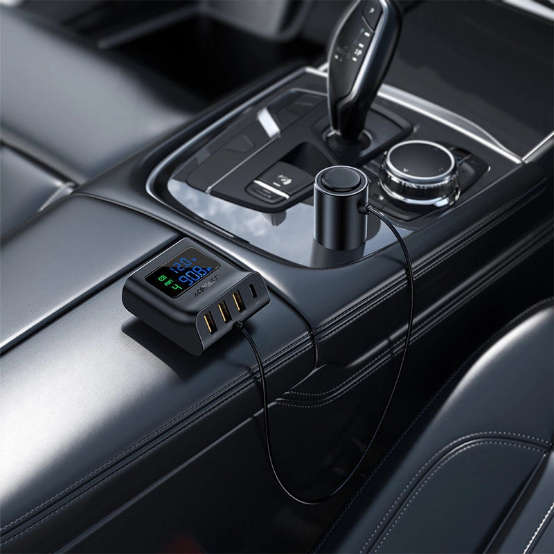 Acefast car charger 90W USB Type C / 3x USB / cigarette lighter socket, PPS, PD3.0, QC3.0, AFC, FCP charging station black (B8 black)_5