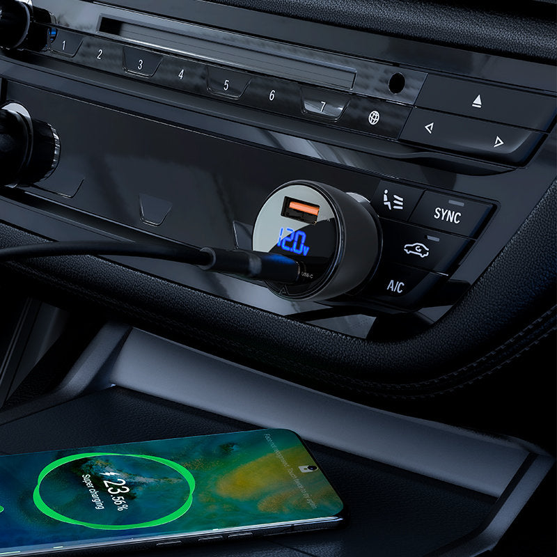 Acefast Car Charger 63W USB Type C / USB, PD3.0, PPS, QC3.0, AFC, FCP, SFCP black (B6 black)_5