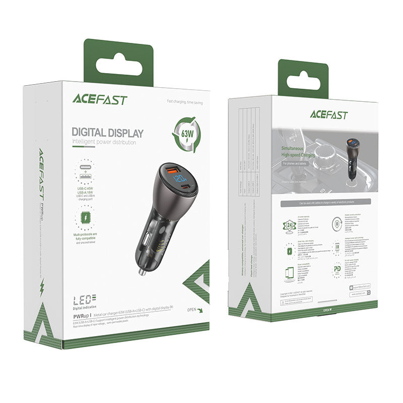 Acefast Car Charger 63W USB Type C / USB, PD3.0, PPS, QC3.0, AFC, FCP, SFCP black (B6 black)_4
