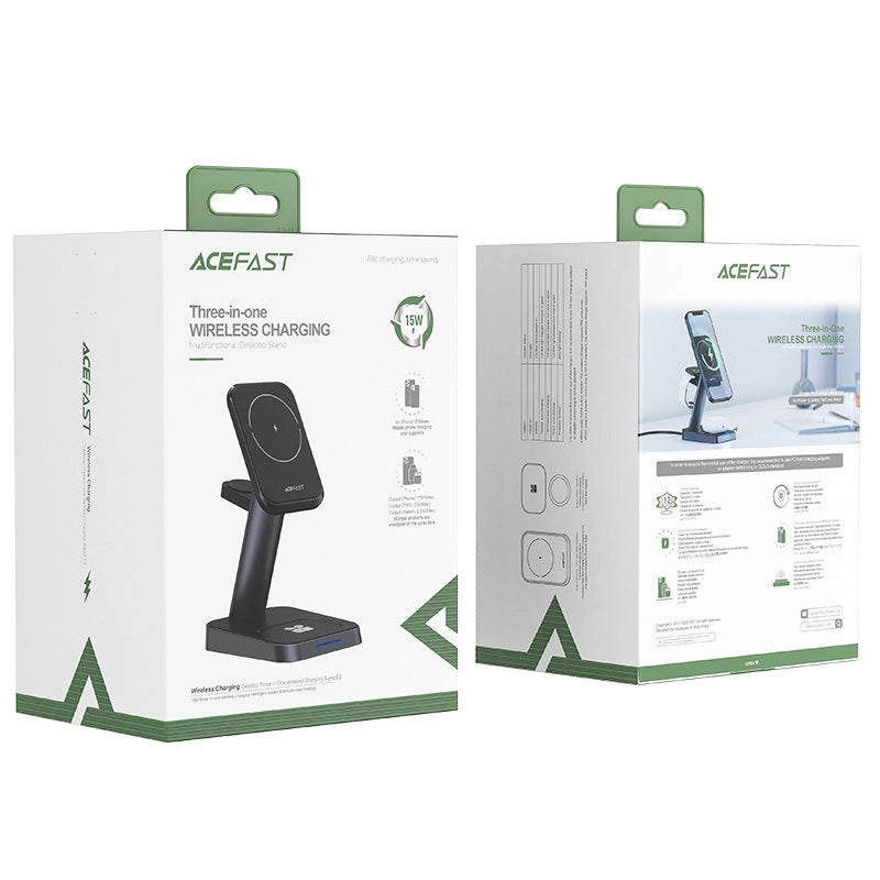 Acefast Qi Wireless Charger 15W for iPhone (with MagSafe), Apple Watch and Apple AirPods Stand Holder Magnetic Holder Black (E3 black)_4