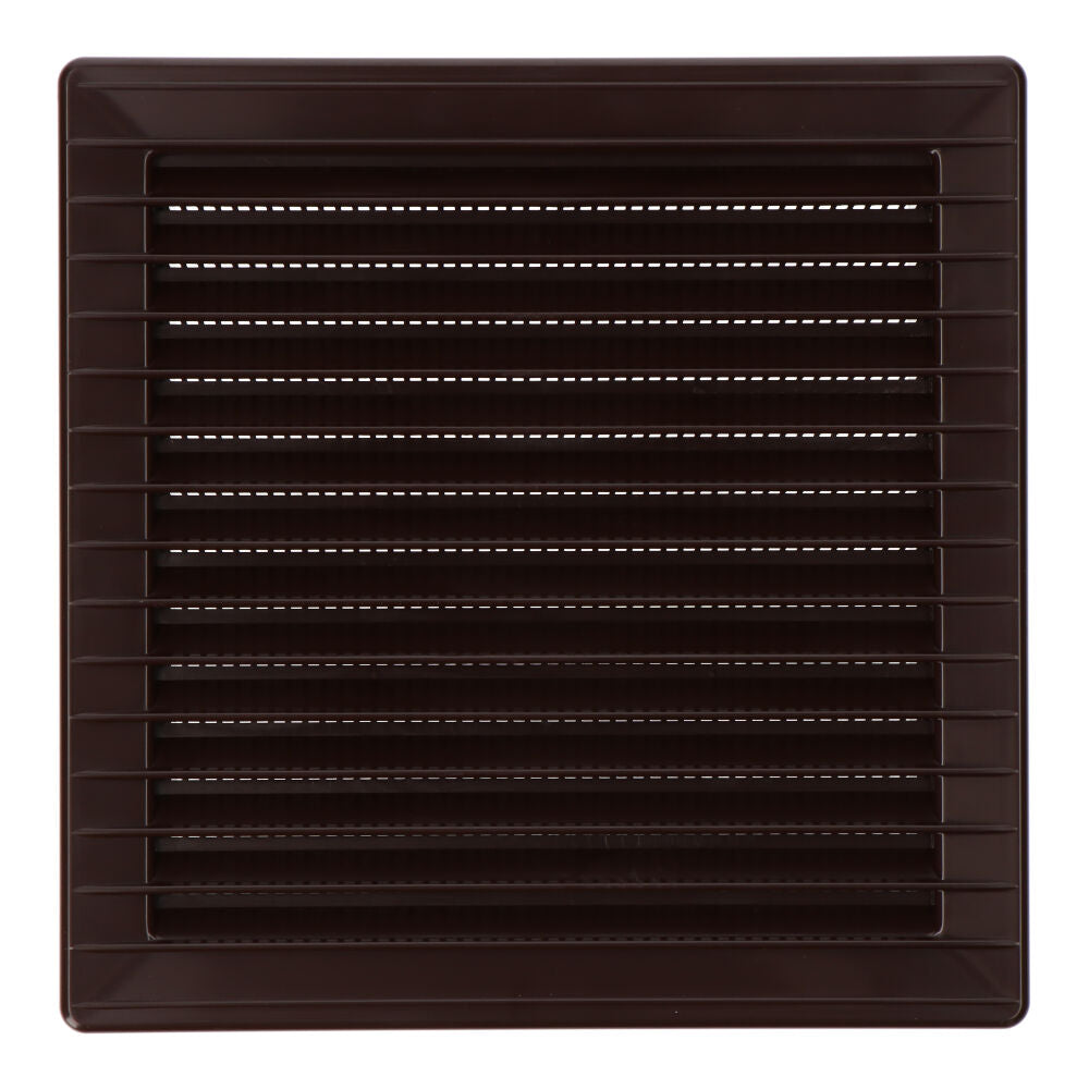 Grelha de ventilação quadrada de encastrar com mosquiteira 140x140mm abs castanho_0