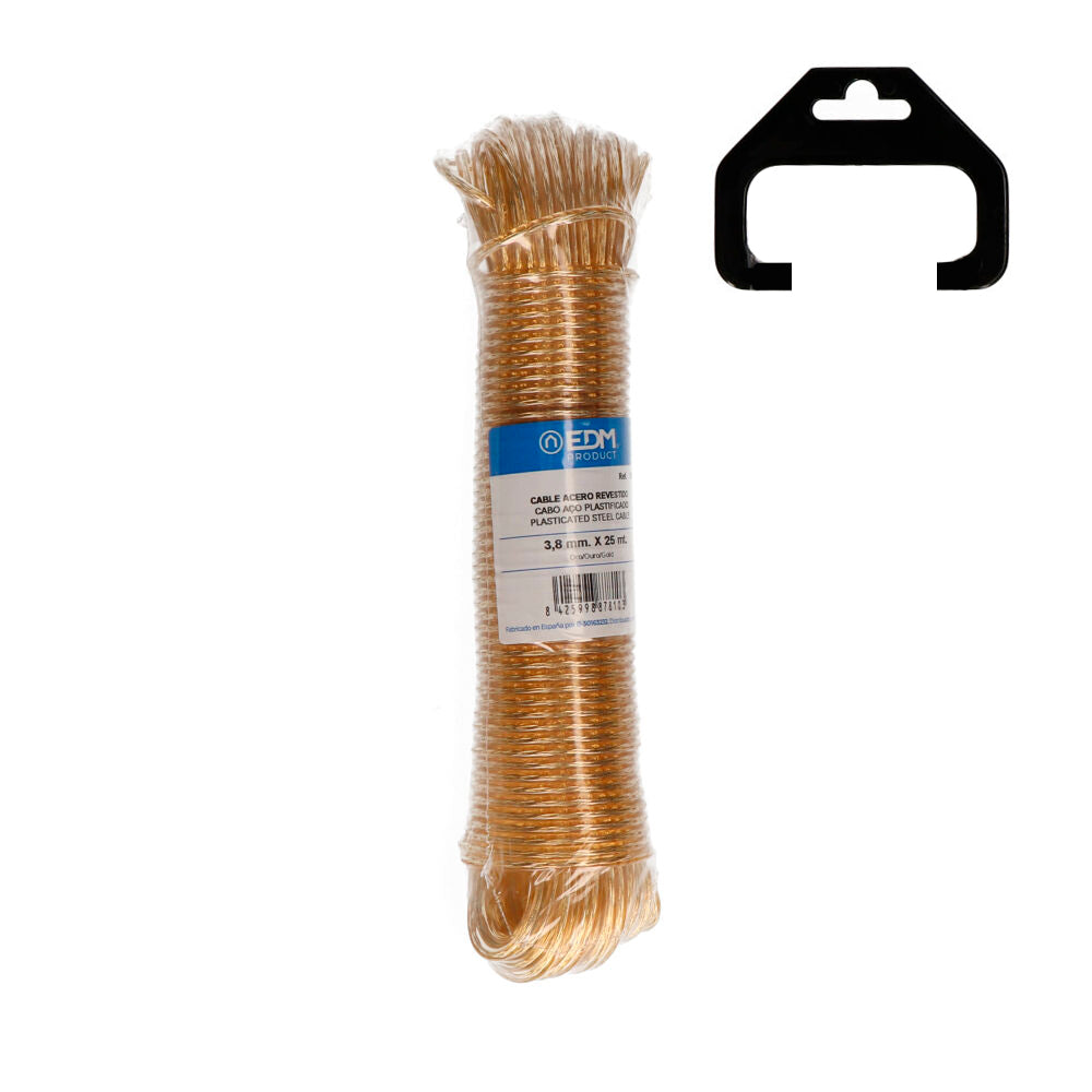 Rolo cabo aço plastificado 25m ouro edm_0