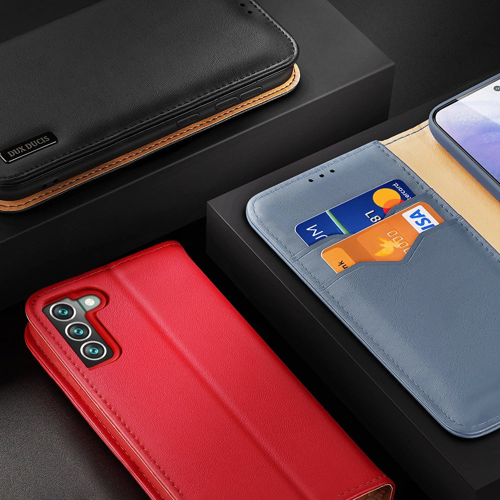 Dux Ducis Hivo Leather Flip Cover Genuine Leather Wallet For Cards And Documents Samsung Galaxy S22 + (S22 Plus) Blue_15