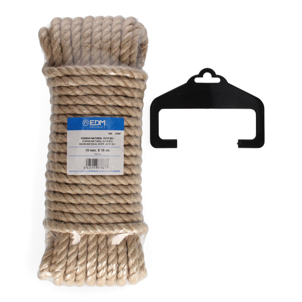 Rolo 15m corda natural juta bio. 3 cabos. calibre 10mm edm_0