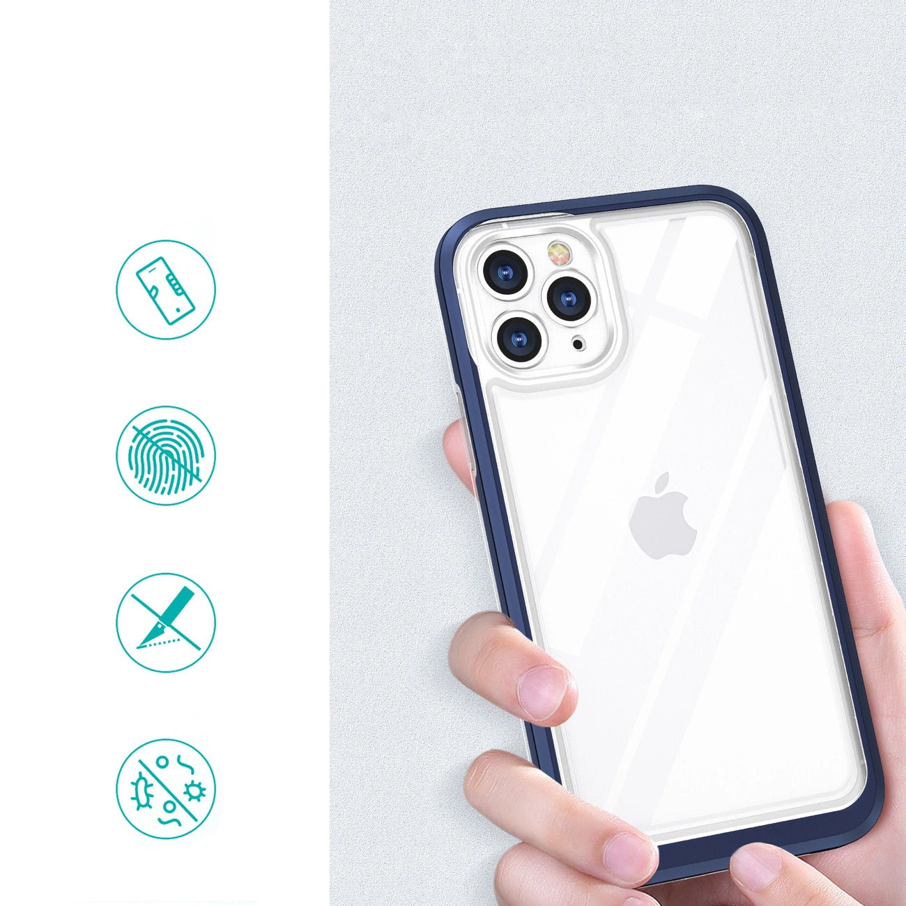 Clear 3in1 case for iPhone 11 Pro Max blue frame gel cover_1