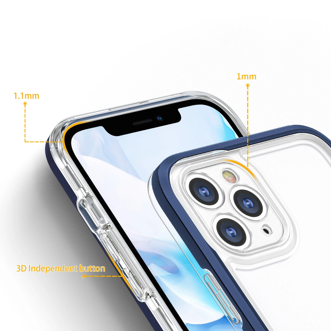 Clear 3in1 case for iPhone 11 Pro Max blue frame gel cover_3