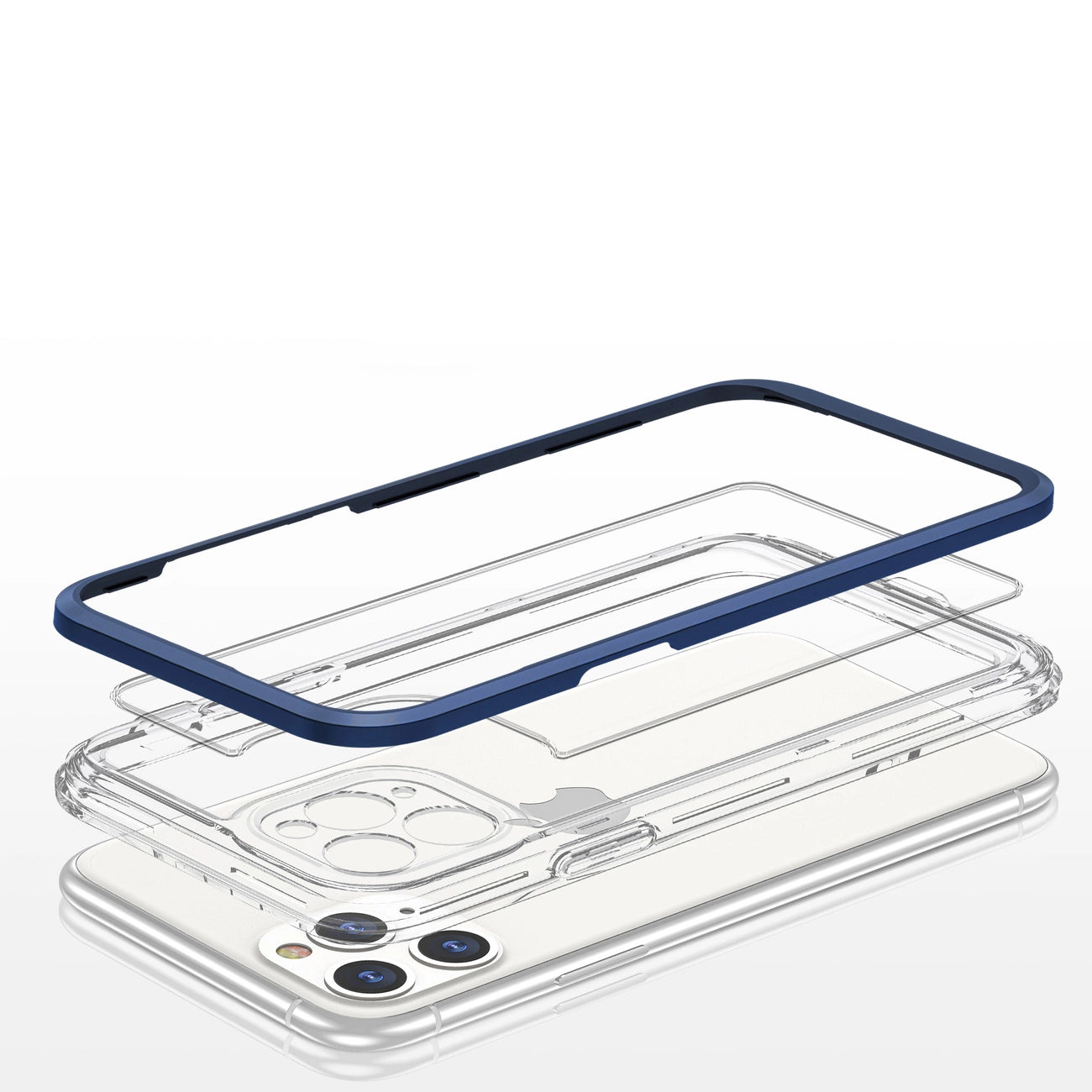 Clear 3in1 case for iPhone 11 Pro Max blue frame gel cover_4