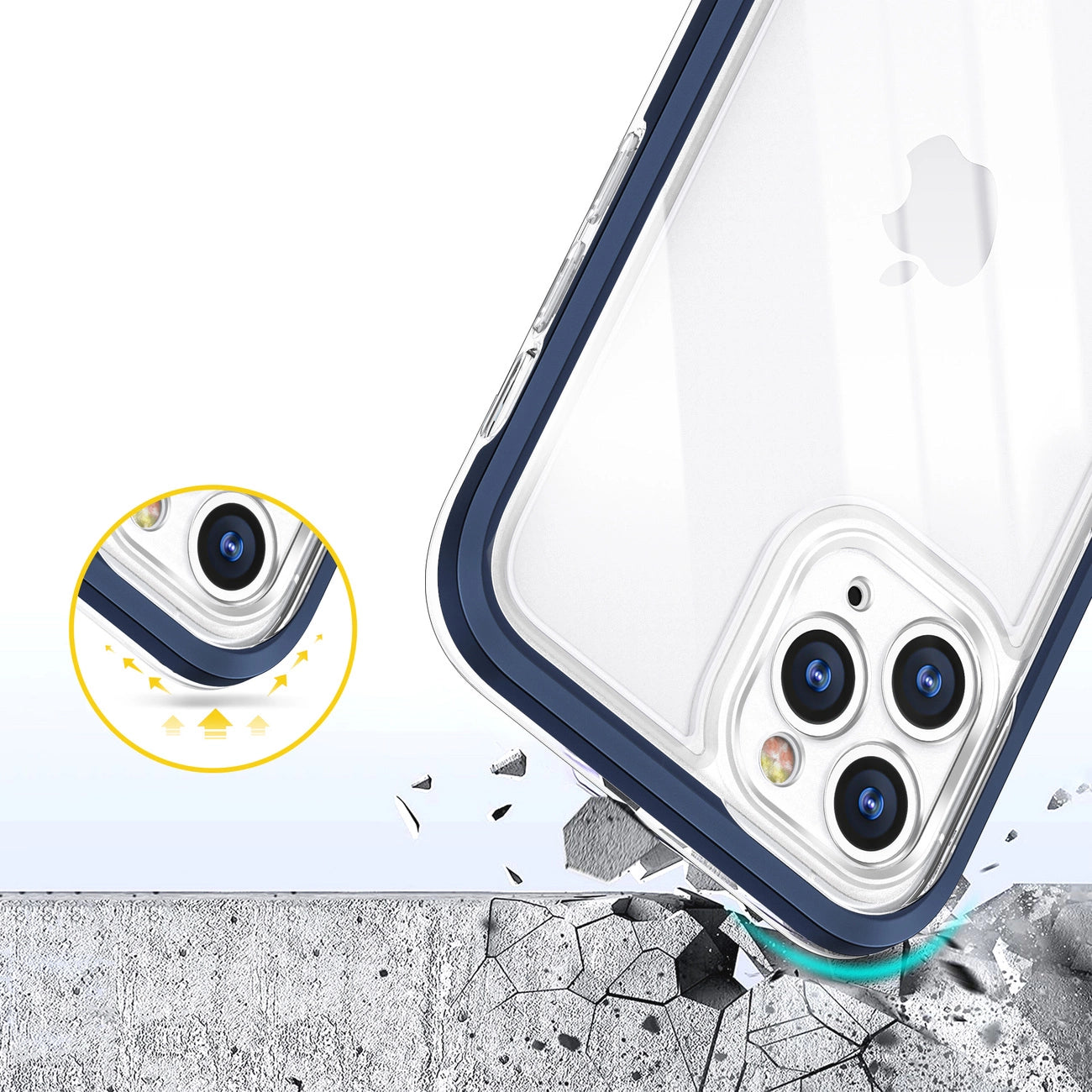 Clear 3in1 case for iPhone 11 Pro Max blue frame gel cover_5