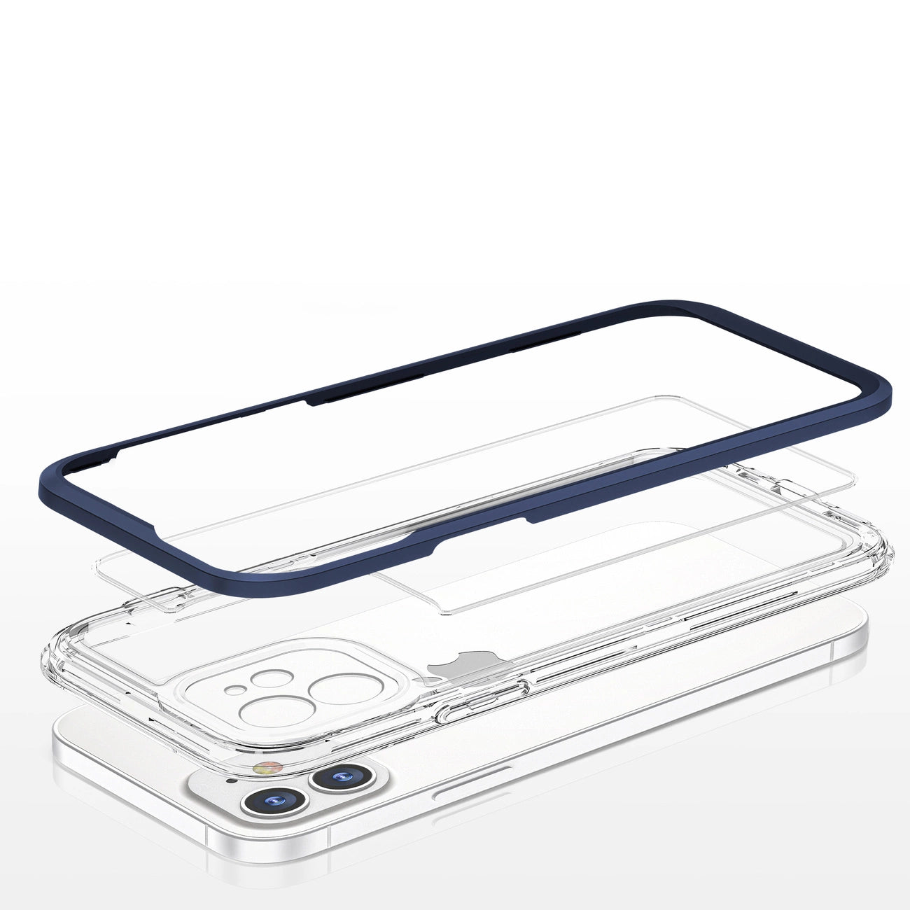 Clear 3in1 case for iPhone 12 blue frame gel cover_4