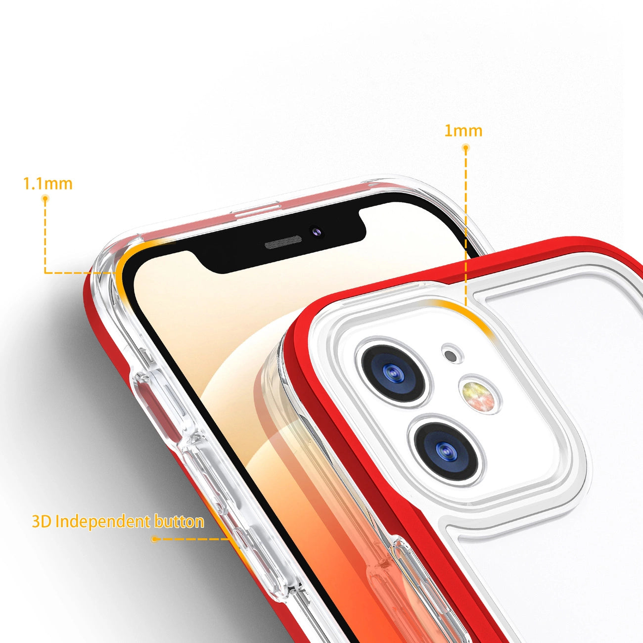 Clear 3in1 case for iPhone 12 frame gel cover red_3