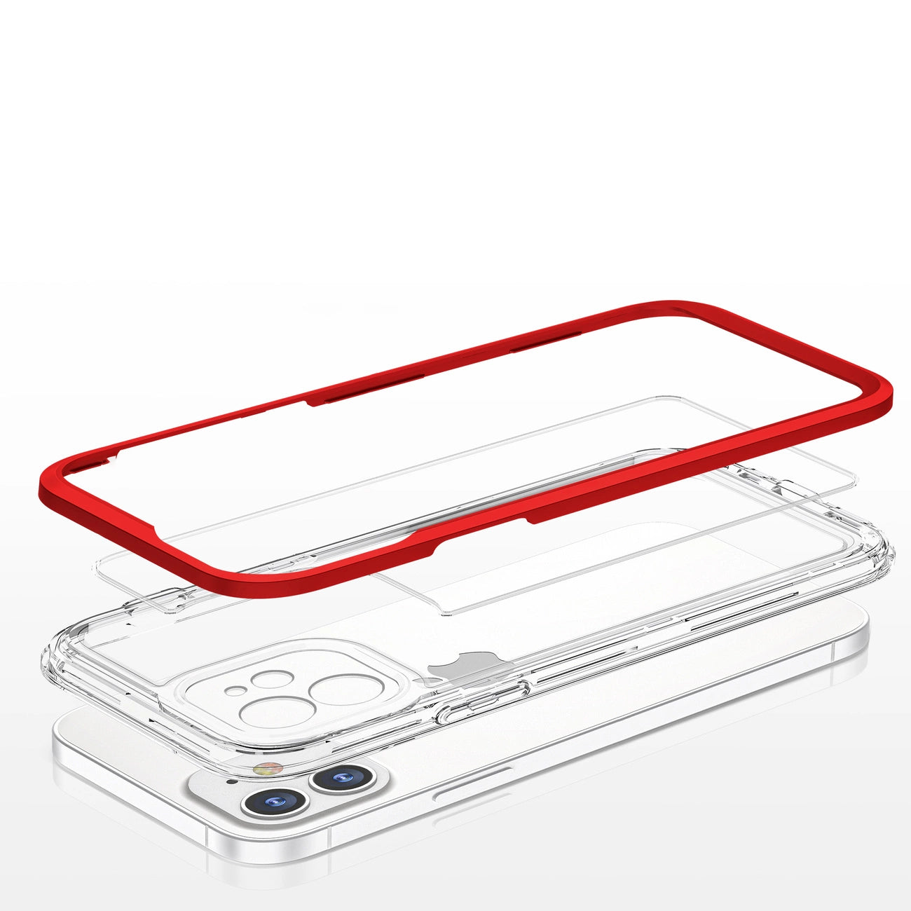 Clear 3in1 case for iPhone 12 frame gel cover red_4