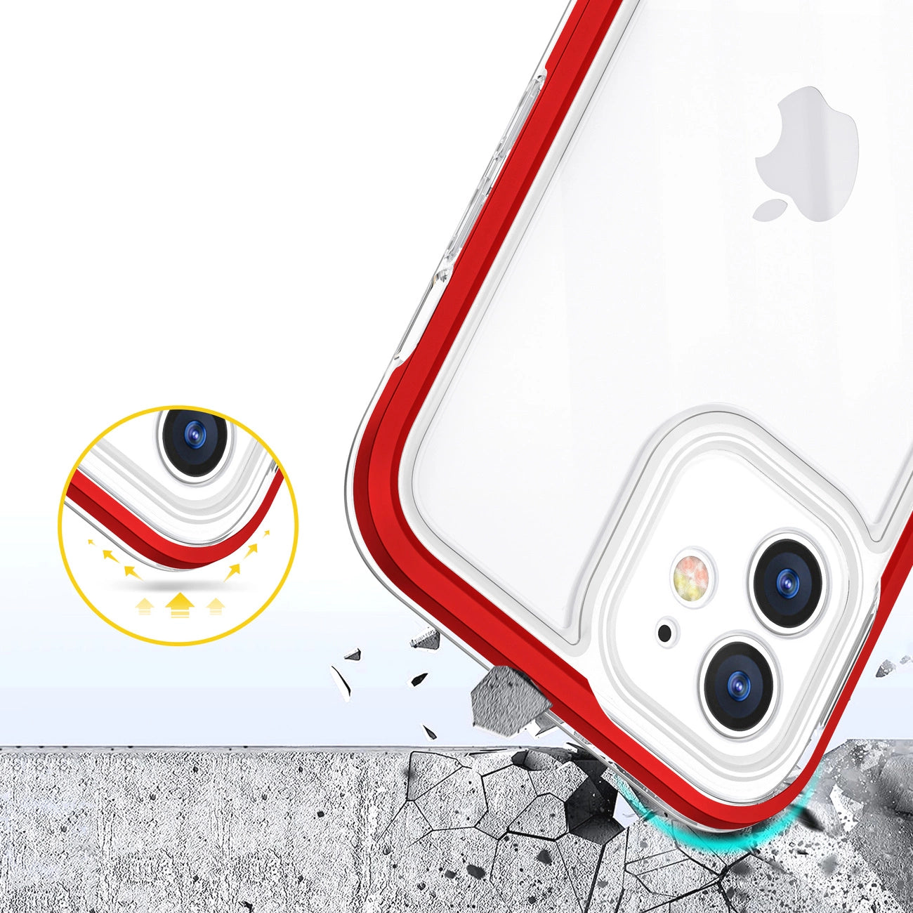 Clear 3in1 case for iPhone 12 frame gel cover red_5