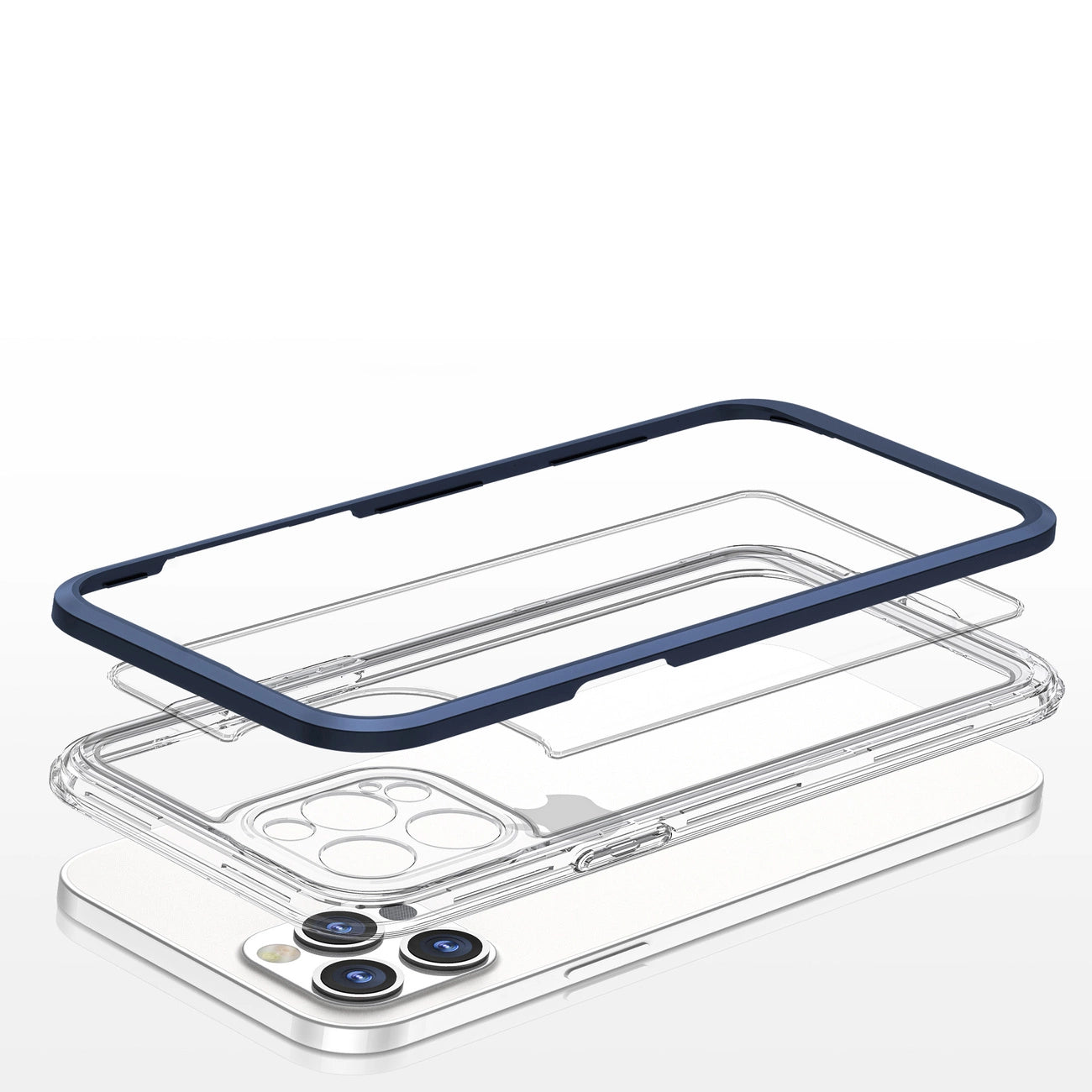 Clear 3in1 case for iPhone 12 Pro blue frame gel cover_4