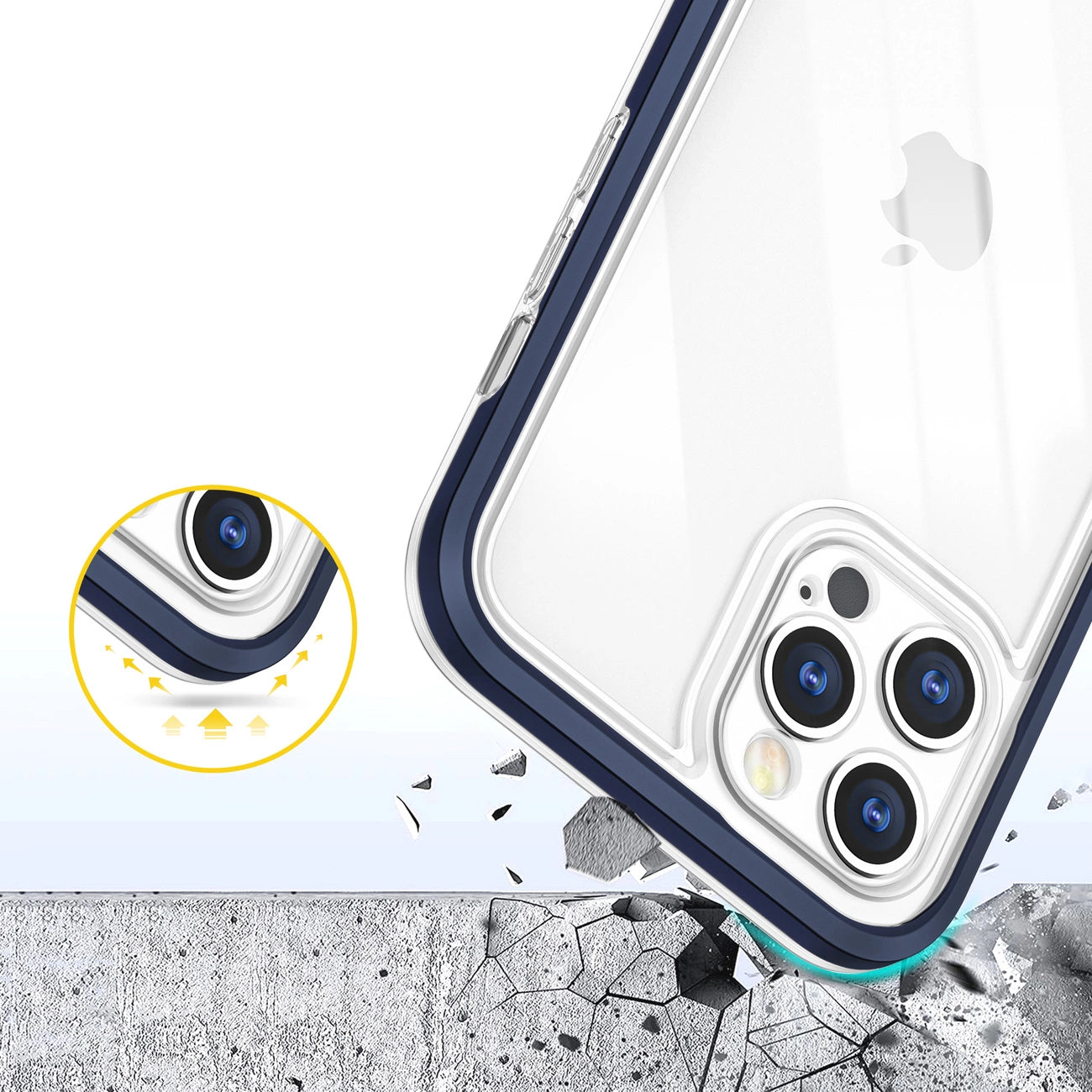 Clear 3in1 case for iPhone 12 Pro blue frame gel cover_5
