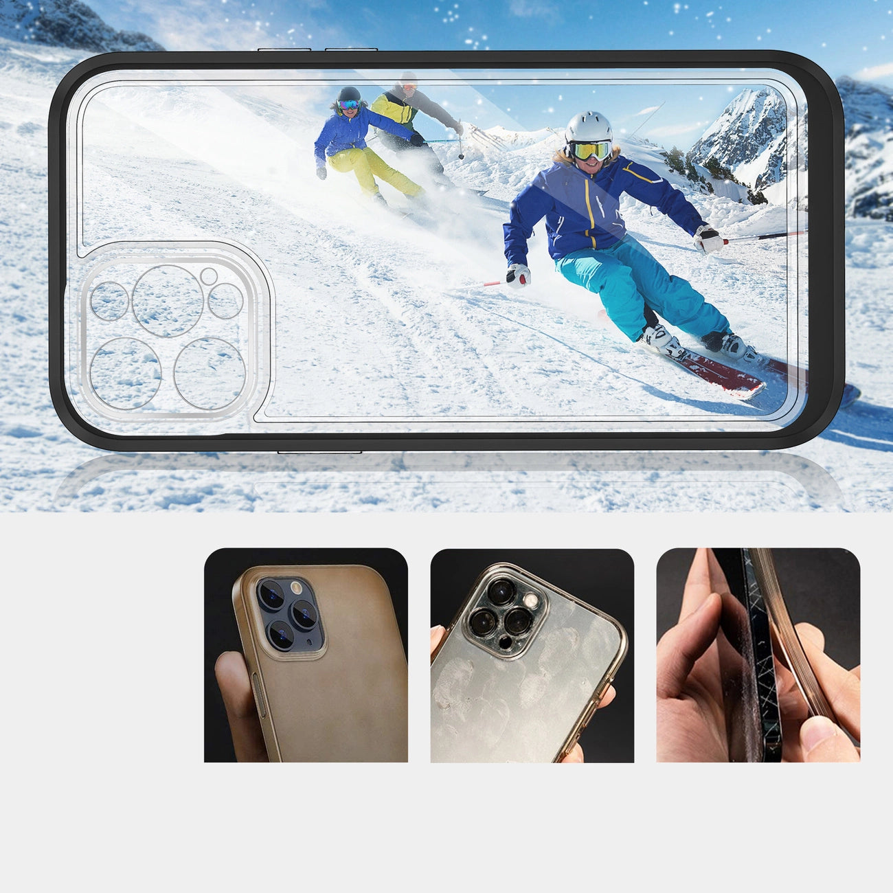 Clear 3in1 case for iPhone 12 Pro Max case gel cover with frame black_2
