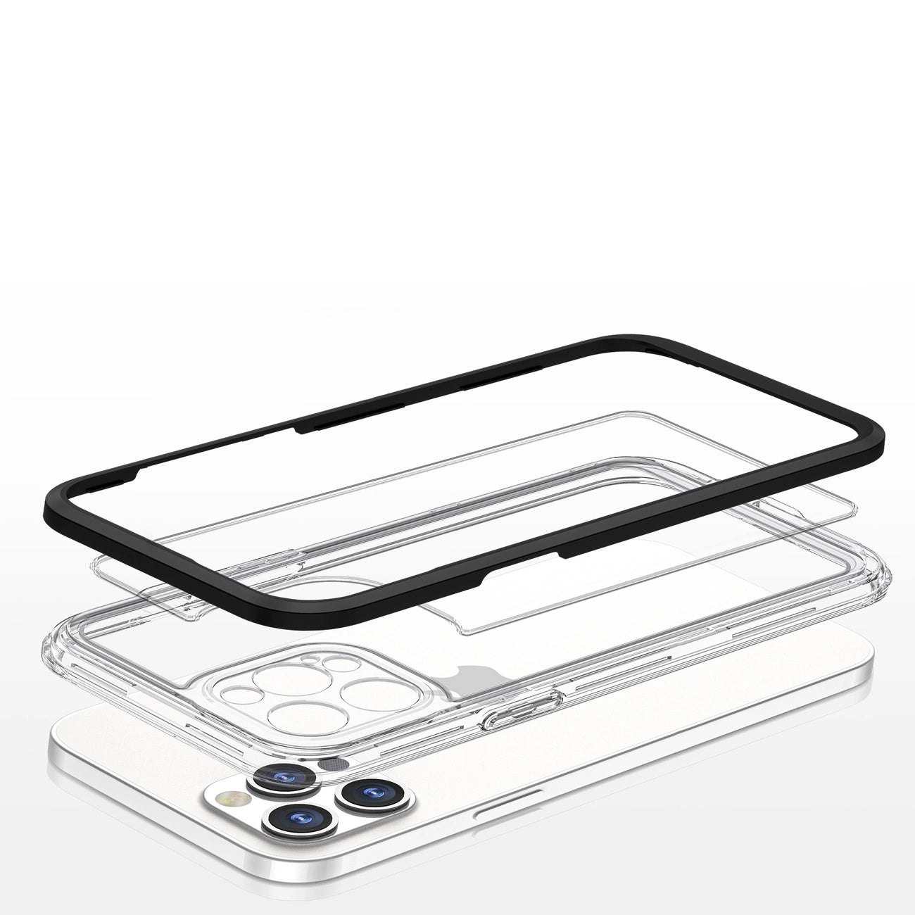 Clear 3in1 case for iPhone 12 Pro Max case gel cover with frame black_4