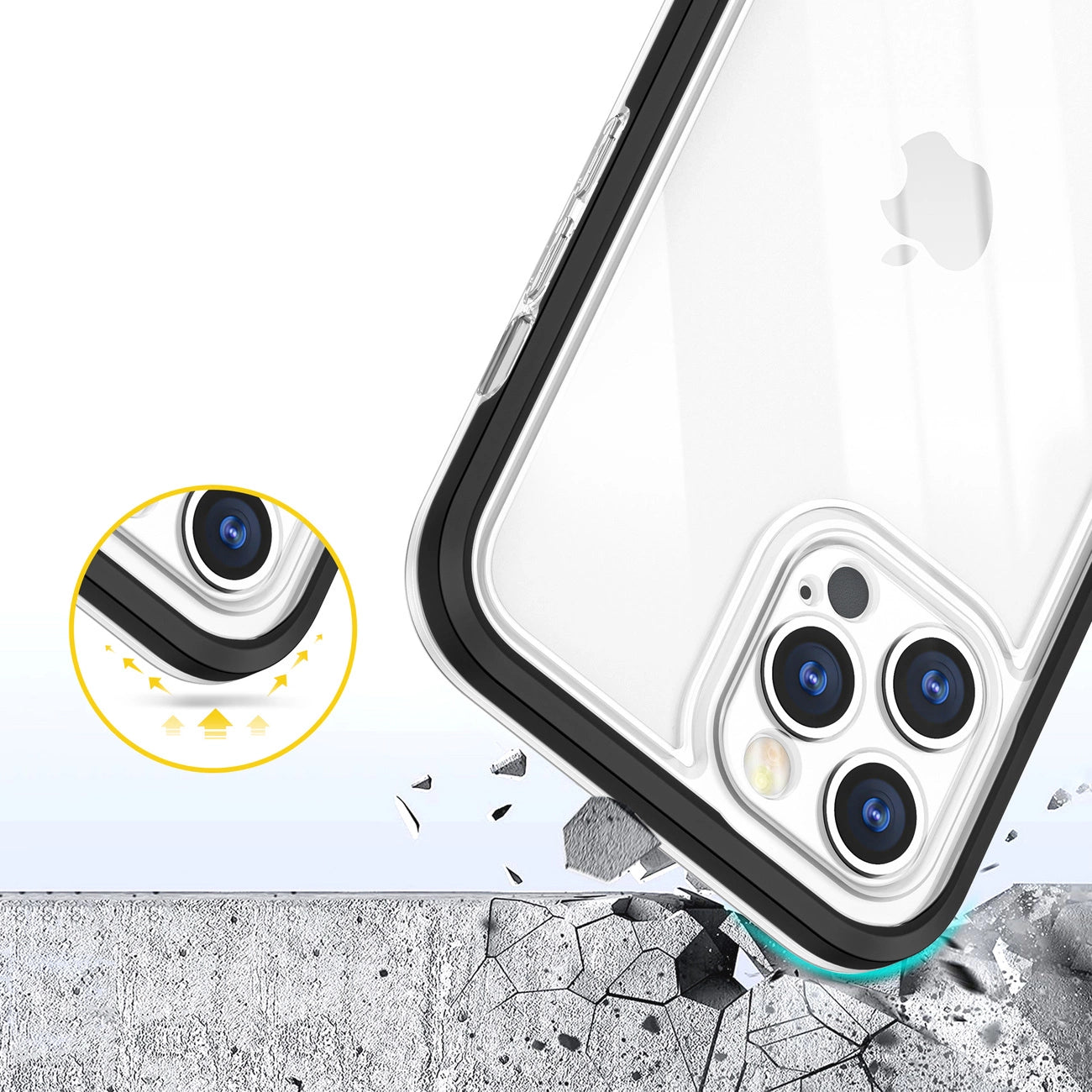 Clear 3in1 case for iPhone 12 Pro Max case gel cover with frame black_5