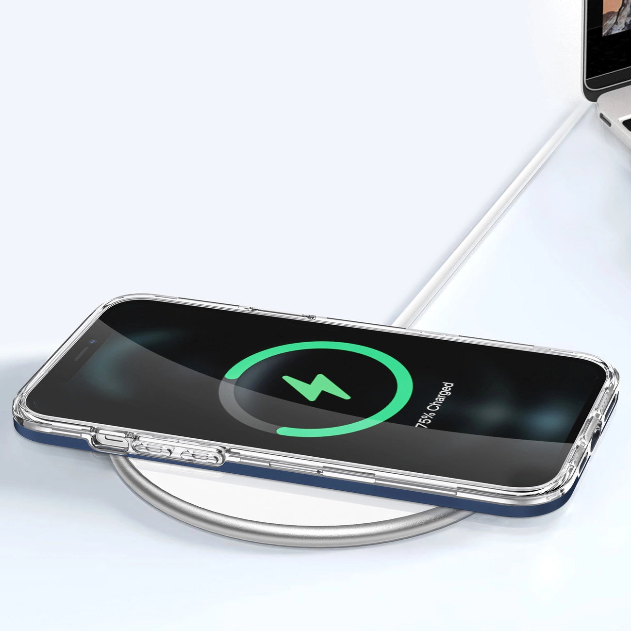 Clear 3in1 case for iPhone 12 Pro Max blue frame gel cover_6